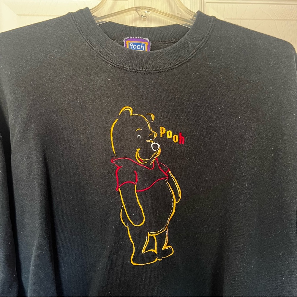 Pooh 100 Acre Collection Pooh‎ Crewneck Sweatshirt Adult Size Large Black Unisex